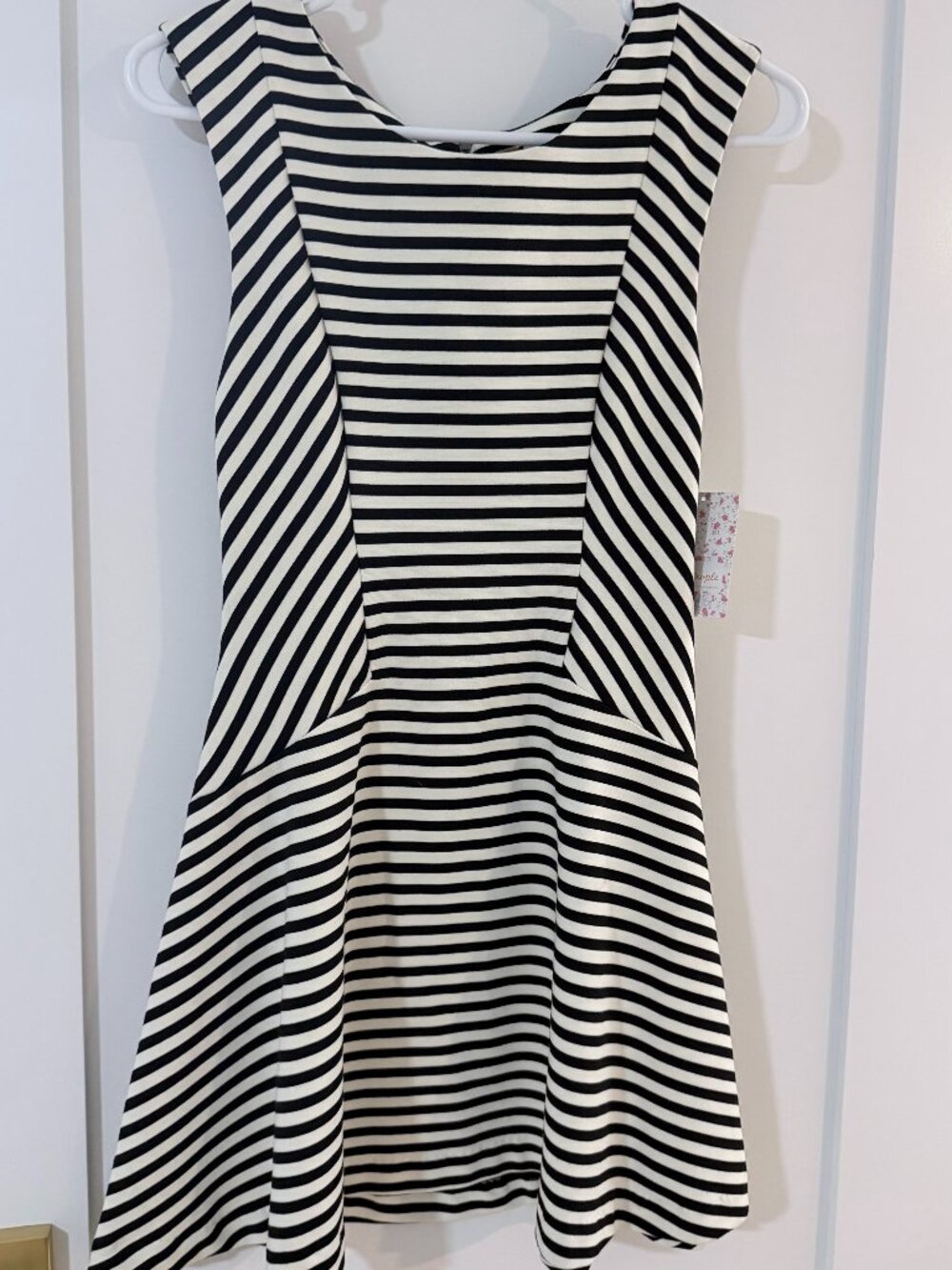 Free People NWT Black White Striped Fit & Flare Dress Size XS